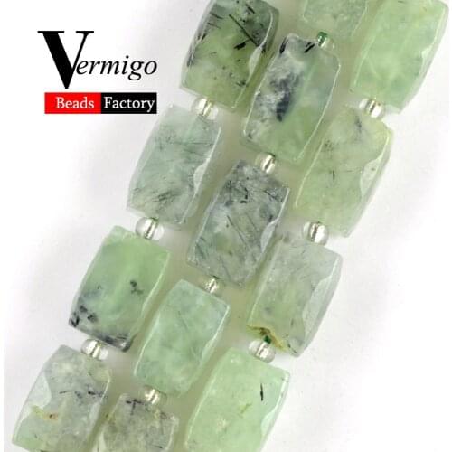 Natural Faceted Prehnites Cuboid Mineral Gem Spacer Beads For Jewelry Making 11*15mm 21pcs Loose Beads DIY Bracelet Necklace 15"
