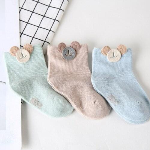 AiKway 3 pairs/lot Children Socks Boys Girls Fashion Cartoon Children Socks Candy Color Cotton Baby Gift Socks
