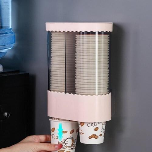 40% Dropshipping!!Automatically Drop Disposable Cup Dispenser Self Adhesive ABS Dirt-proof Paper Cup Holder for Home