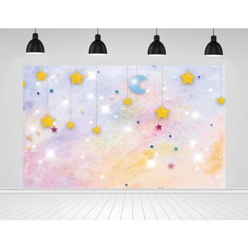 Scopiso Dreamy Gradient Color Background Star Moon Glitter Birthday Backdrop Photography Baby Portrait Customize Photo Studio