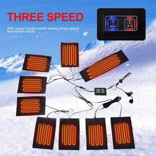 New 9 in 1 USB Warm Paste Pads Fast-Heating Carbon Fiber Heating Pad Safe Heating Warmer Pad For Cloth Vest Jacket Warmer Pad