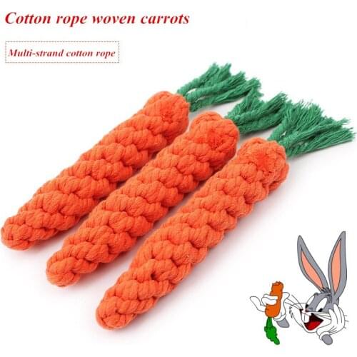 JCPAL Pet Cotton Rope Woven Carrots Dog Training Cleaned The Teeth Handmade Dog Accessories Grind The Teeth Dog Interactive Toys