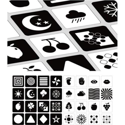 Black White Color Cards Preschool Early Educational Baby Visual Training Cardboard Animal Food Flashcards For Children Cognition