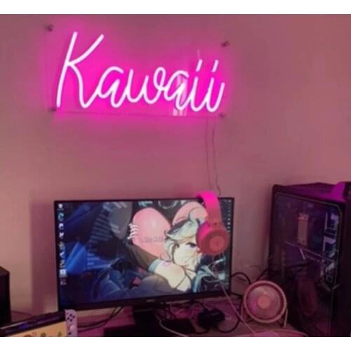 Custom Kawaii Neon Sign 10kv Wall Lights Party Wedding Shop Window Restaurant Birthday Decoration Real Glass tube Aesthetic Room