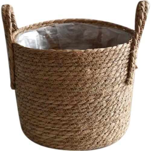 Straw Storage Basket Rattan Floor Flower Pot Crafts Decoration Modern Home Living Room Bedroom Shop Flower Basket