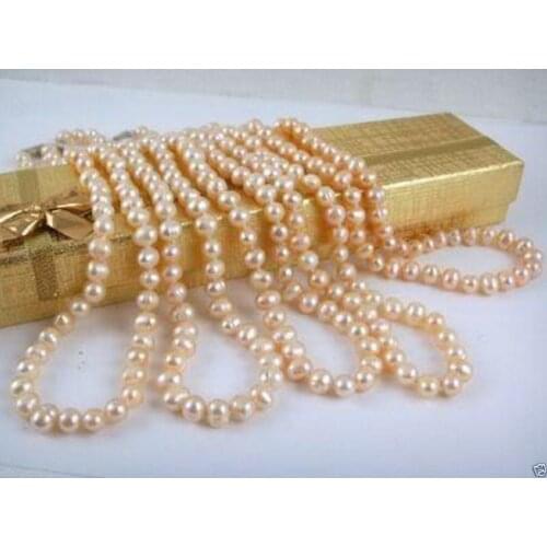 Beautiful Wholesale 5pcs 8-9mm Pink Pearl Necklace 17"