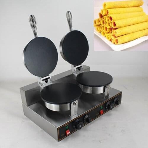 Stainless steel double head Waffle Egg Roll Maker/ Egg Roll making machine
