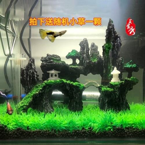 Fish tank rockery decoration fish tank landscaping water package imitating natural stone mountain aquarium decoration resin set