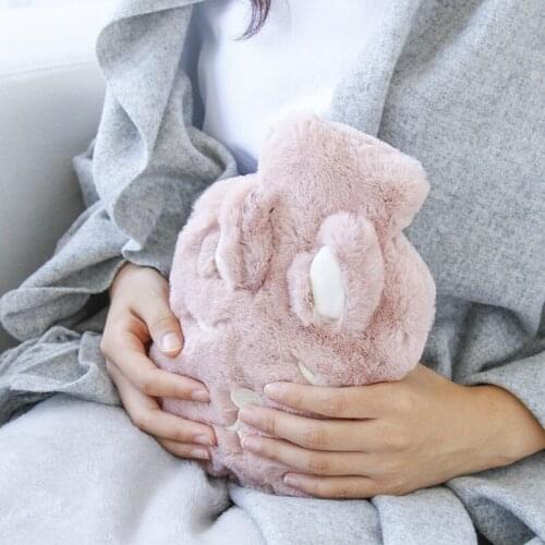 New Water Injection Hot Water Bottle Winter Plush Portable Hand Warmer Creative Cartoon Student Warm Water Bag Hand Warmer
