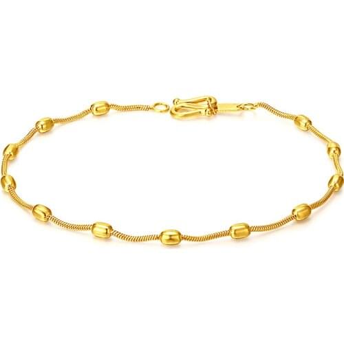 New Arrival Solid 24K Yellow Gold Bracelet 999 Gold Beads Link Bracelet