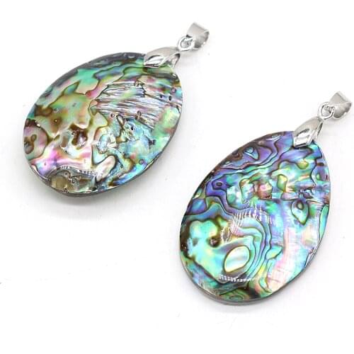 New Natural Abalone Shell Pendant Fine Egg Shape Shell Pendant Charms for Making DIY Women Jewerly Necklace Gift 28x40mm