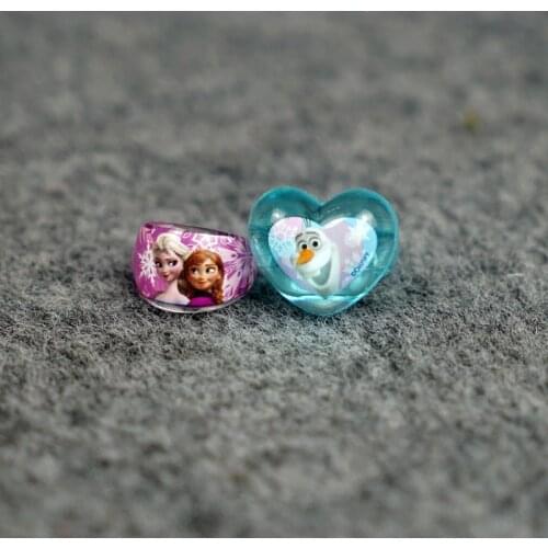Oringal Disney Cartoon Frozen Princess Elsa Childrens Ring Snow White Cinderella Jewelry doll Accessories gifts for girls