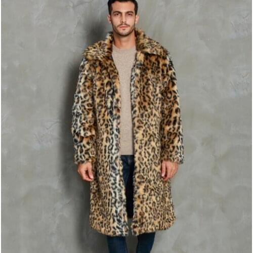 Autumn Leopard faux mink leather jacket mens winter thicken warm fur leather coat men slim jackets jaqueta de couro B27