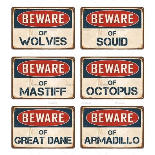 Beware Tin Sign Funny Warning Danger Metal Plaque Wall Decorative Iron Poster Vintage Decorations For Home Shabby Chic Plates