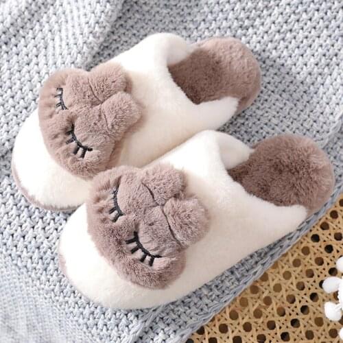Plush Couple Cotton Slippers Winter Fashion Cute Rabbit Cartoon Student Cotton Shoes Home Indoor Non-Slip Confinement Warm Shoes