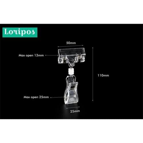 Clear Plastic POP Sign Clips Label Holders Price Tag Card Display Clamp Advertising Tube POP Clip Paper Memo Picture Photo Clip