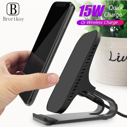 Qi Wireless Charger Station Metal Bracket Mobile Phone 15W Wireless Fast Charigng Stand for Samsung S20 iPhone 11Pro X Xs Max 8
