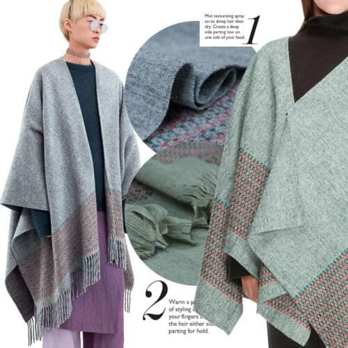 Sale:wool blend fashion fabric, geometry, tassel, ward fabric, wrap fabric, sew for top, coat, pants, craft by 157cm*120cm