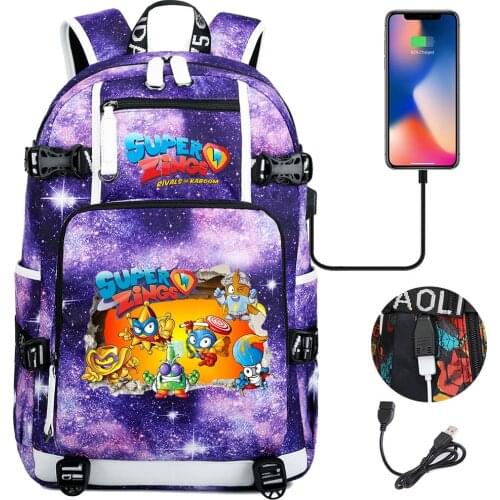 Super Zings Backpack Girl Boy Schoolbag Large Capacity Laptop Bag Waterproof Multifunction USB Charging Backpacks