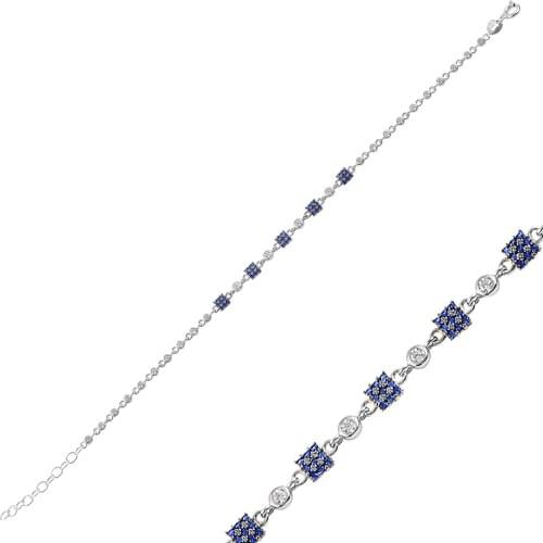 Silver Square Blue Bracelet