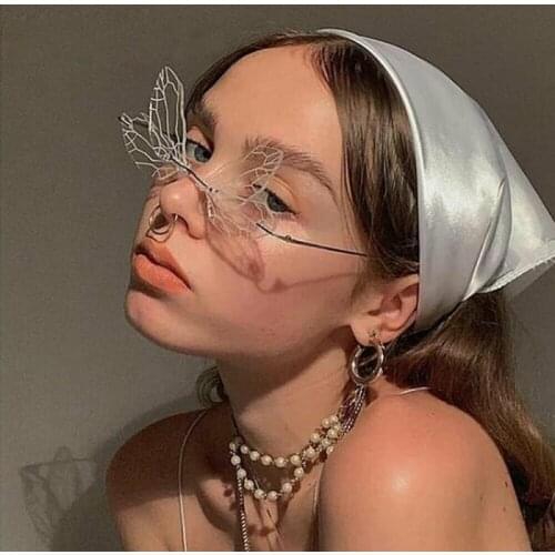 Vintage Wings Sun Glasses Fashion Luxury Men Women Metal Frameless Anti-Reflective Funny Butterfly Sunglasses Party Supplies