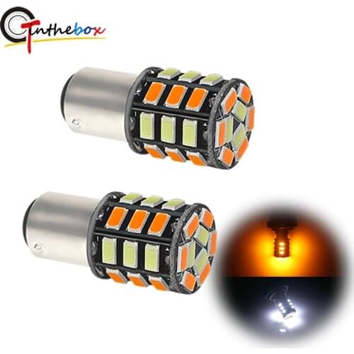 GTinthebox Switchback White/Amber 1157 BAY15D P21/5W 33-SMD LED Driving/Parking DRL Lights Front Turn Signal Lights Dual-Color