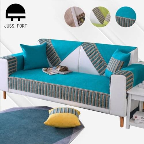 Four Seasons Universal Sofa Cover Solid color Chenille Non-slip Bay Window Cushion Slipcovers for Living Room Decor Couch Covers