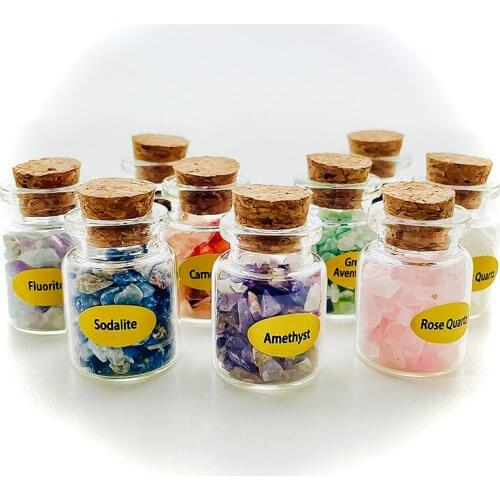 Healing Natural Crystal Gravel Wishing Bottles Real Natural Stone Decoration Mineral Perfume Bottle DIY Handmade Accessories