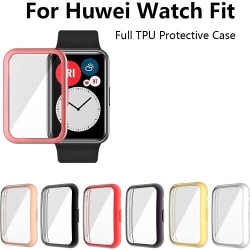 Watch Case For Huawei Watch Fit Watch Case Cover Band Strap TPU Soft Full Screen Glass Protector Case Shell
