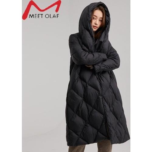 Womens Down Jacket 2021 New Light Ultra Long Warm Puffer Female Winter Coat Hooded Down Parka Loose Outerwear Womens Clothing