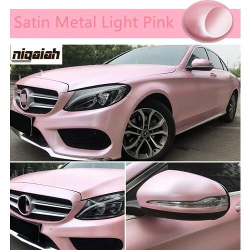 1.52x18M Satin Metal Light Pink Self-adhesive packaging stickers without bubbles Car Wrap Vinyl