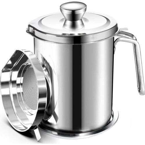 1.7L Stainless Steel Oil Strainer Pot Container Jug Storage Can With Filter Cooking Oil Pot For Kitchen Household Tools