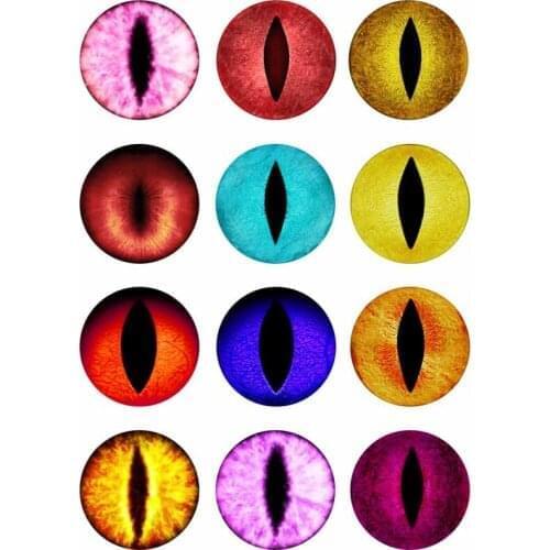 10mm 14mm 16mm 12mm 20mm 25mm 344 12pcs/lot Eyes Mix Round Glass Cabochons Jewelry Findings 18mm Snap Button Charm Bracelet