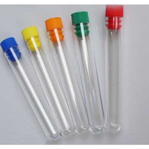 100pcs 16x100 mm Plastic Test Tube With Cap 5 Colors Of Cap To Choose High Quality Clear Like Glass