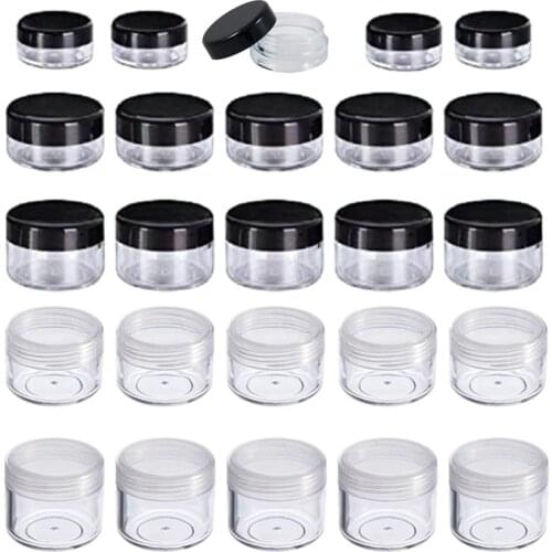 100pcs Empty 2g/3g/5g/10g/15g/20g Plastic Cosmetic Makeup Jar Pots Sample Bottle Eyeshadow Cream Lip Balm Container Storage Box