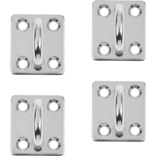 4pcs Heavy Duty Stainless Steel Square Eye Plates Marine Boat Sailing Rigging 6mm