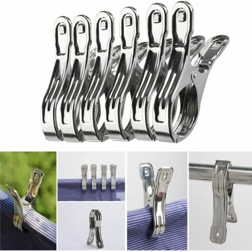 6pcs 12cm Stainless Steel Quilt Clip Large Beach Towel Clips Heavy Duty Clothes Pegs Pins Windproof Quilt Sheet Quilt Cover Clip