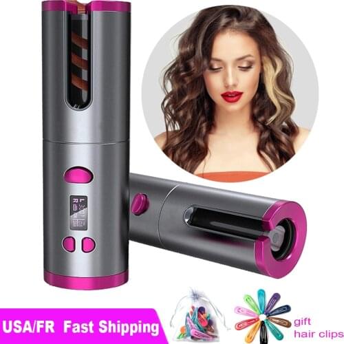 Cordless Automatic Hair Curler Wireless USB Rechargeable Hair Curling Iron Portable Ceramic Air Curler Hair Crimper Curl Tools