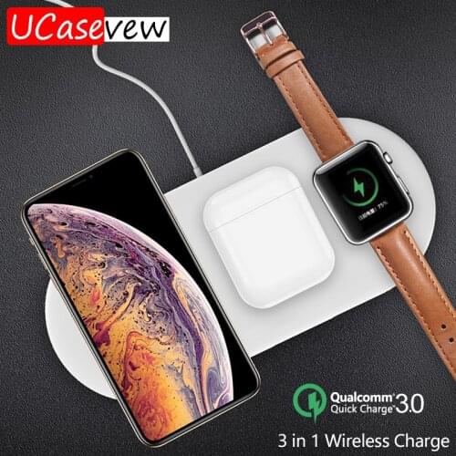 Qi Wireless Charger Pad 10W Fast Charging for Samsung iPhone 11 X Xs Wireless Quick Charge for Apple iWatch 4 3 2 iPods Pro