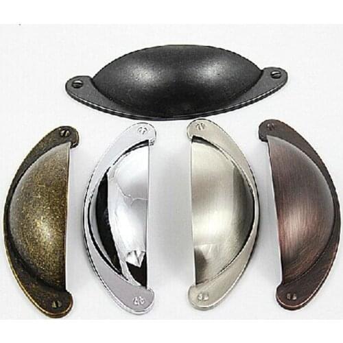 64mm bronze antique copper shell drawer cabinet pulls knobs 2.5" silver brushed nickel dresser door handles Retro simple pulls