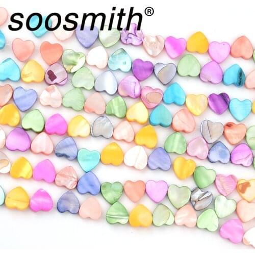 10mm Multicolor Dyed Peach Heart Shell Beads Loose Spacer Beads For Jewelry Making Diy Women Necklace Bracelet Crafts