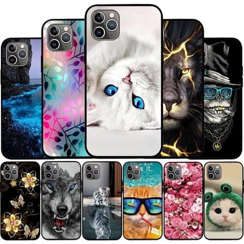 Case For iPhone 12 Pro Max Case 2020 Silicone TPU Luxury Cover For Apple iPhone 12 Pro Max Phone Cases Anime Flower Cat Bumper