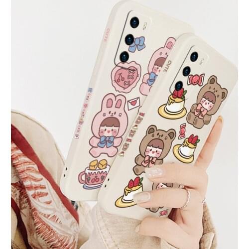 Love Cake Phone Case For Huawei P40 P40Lite P30 P20 Mate 40 40Pro 30 20 Pro Lite P Smart 2021 Y7a Liquid Silicone Cover