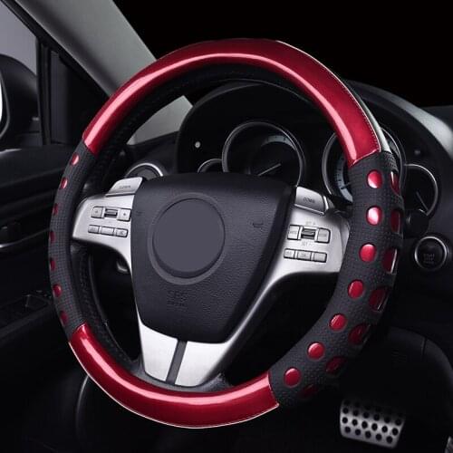 Car Steering Wheel Cover Skidproof Auto Steering- wheel Cover Anti-Slip Universal Embossing Leather Car-styling