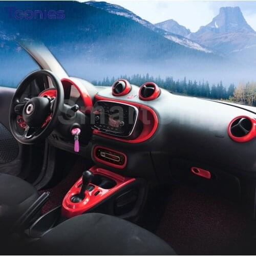 For Mercedes Smart 453 Fortwo Fortwo Car Styling ABS plastic Decoration Stickers Interior Red Style Modification Accessories