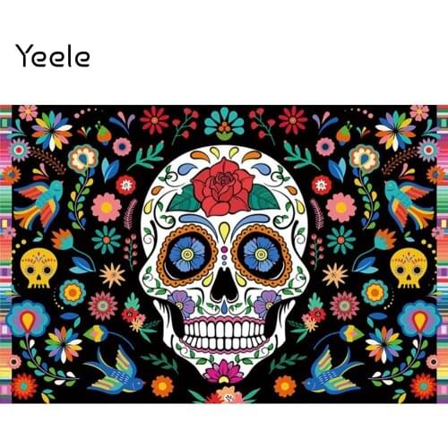 Yeele Day Of The Dead Backdrop Photocall Mexican Skull Flowers Party Photography Background For Photo Studio Photographic Props