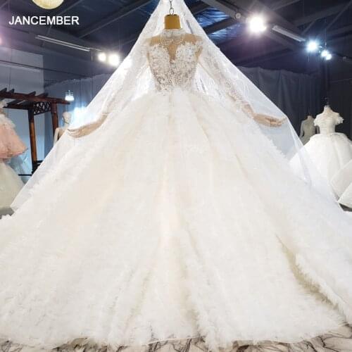 HTL2147 Sexy Luxury Transparent Lace v-Neck Bridal Wedding Bridal Gown 2021 Sequins Decals Beaded Backless Party Dress