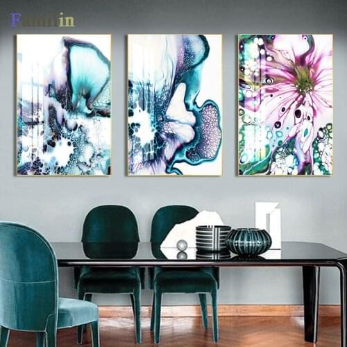 Nordic Sapphire Blue Ocean Sea Abstract Canvas Painting Wall Picture For Living Room posters and prints art Print Unframed