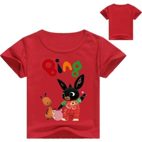 Hot sale 2-14Years Bing Rabbit Tshirt Childrens T-Shirts Cartoon Animal Friends Boys T Shirt Kids Summer Clothes Girl Shirts