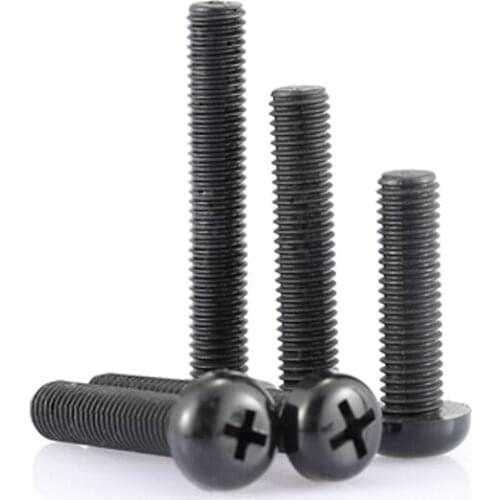 M4 Phillips Screw Pan head Plastic Bolts Round head Black Screws 20PCS